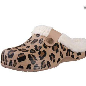 Kidmi Women Fur Clogs Slippers Fashion Fuzzy Men Garden Shoes Outdoor Waterproof